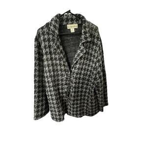 VIKI INTERNATIONAL Women’s Gray & Black Cardigan Sweater Mix Wool Size 1X
